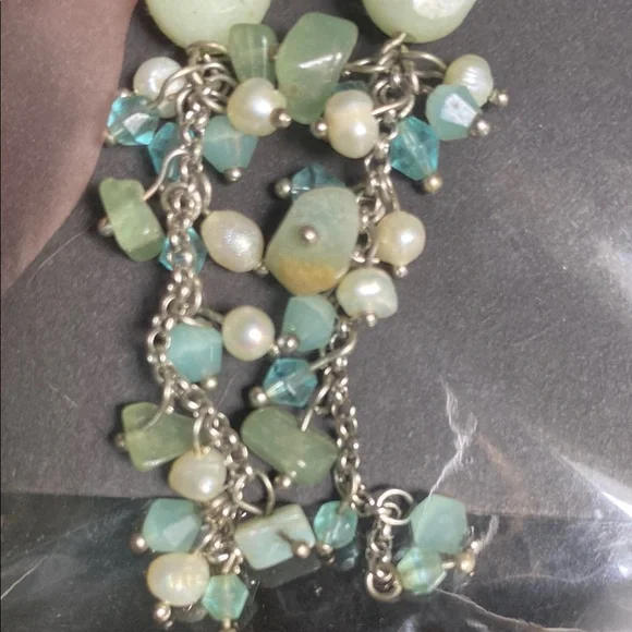 Elegant Sea-glass & Pearl Dangle Earrings - Picture 3 of 5